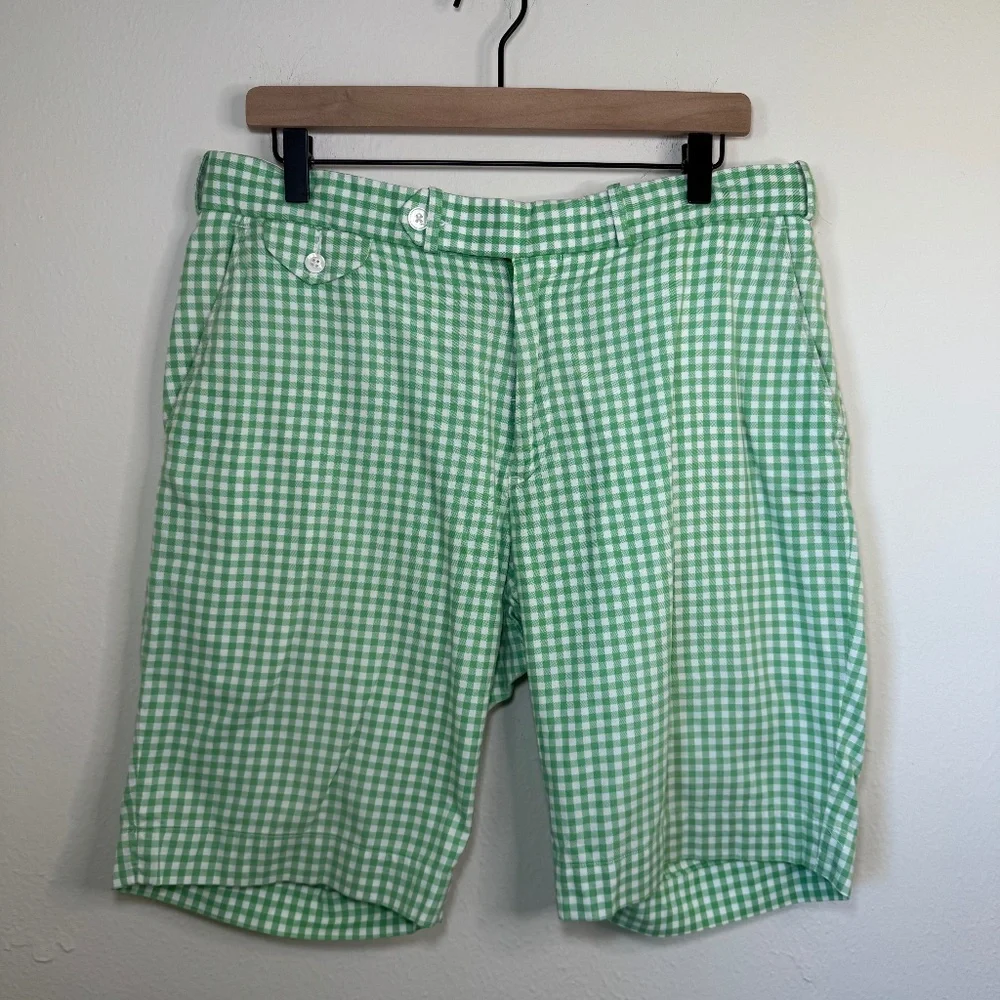 Polo Ralph Lauren Shorts Men's Size 34 Green Checkered Plaid Vintage Preppy
